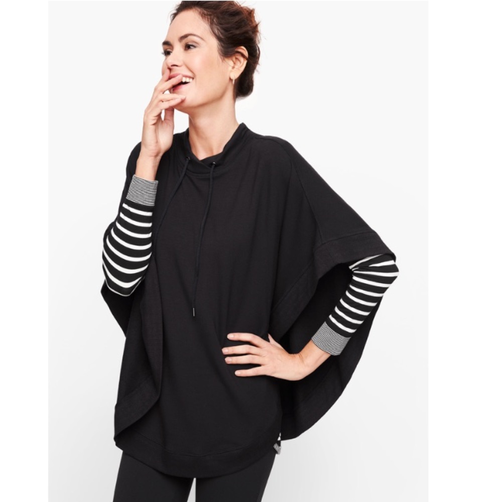 TALBOTS FLEECE DRAWCORD PONCHO